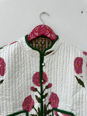 cotton velvet jacket  white printed short kimono jacket for women wear