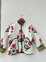 cotton velvet jacket  white printed short kimono jacket for women wear