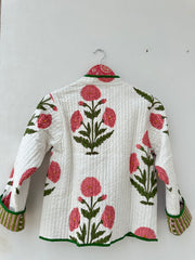 cotton velvet jacket  white printed short kimono jacket for women wear