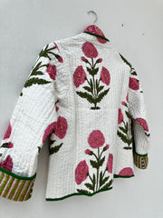 cotton velvet jacket  white printed short kimono jacket for women wear