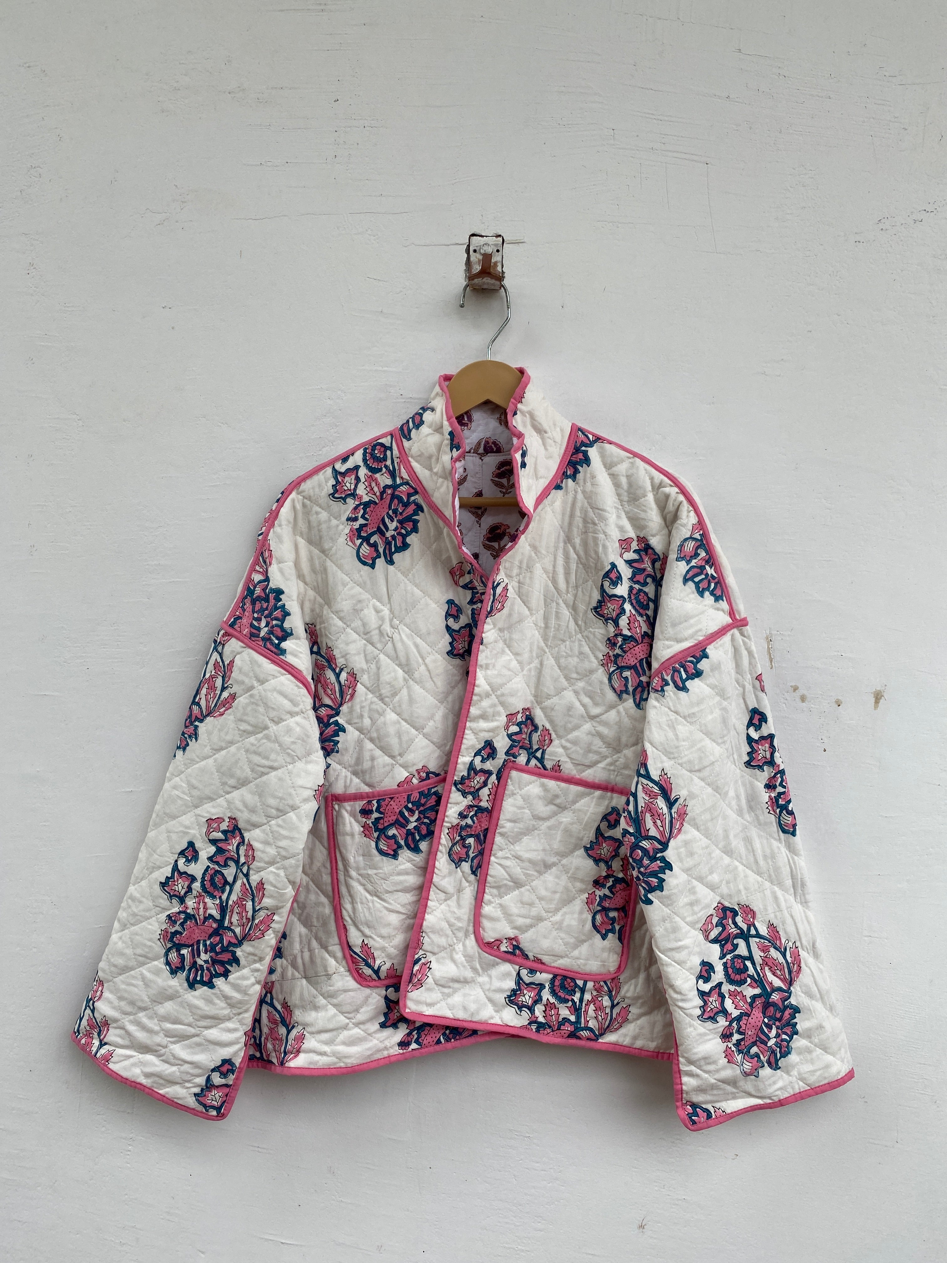 cotton jacket qulited short jacket kimopno front open reversiible coat crop top boho puterwear