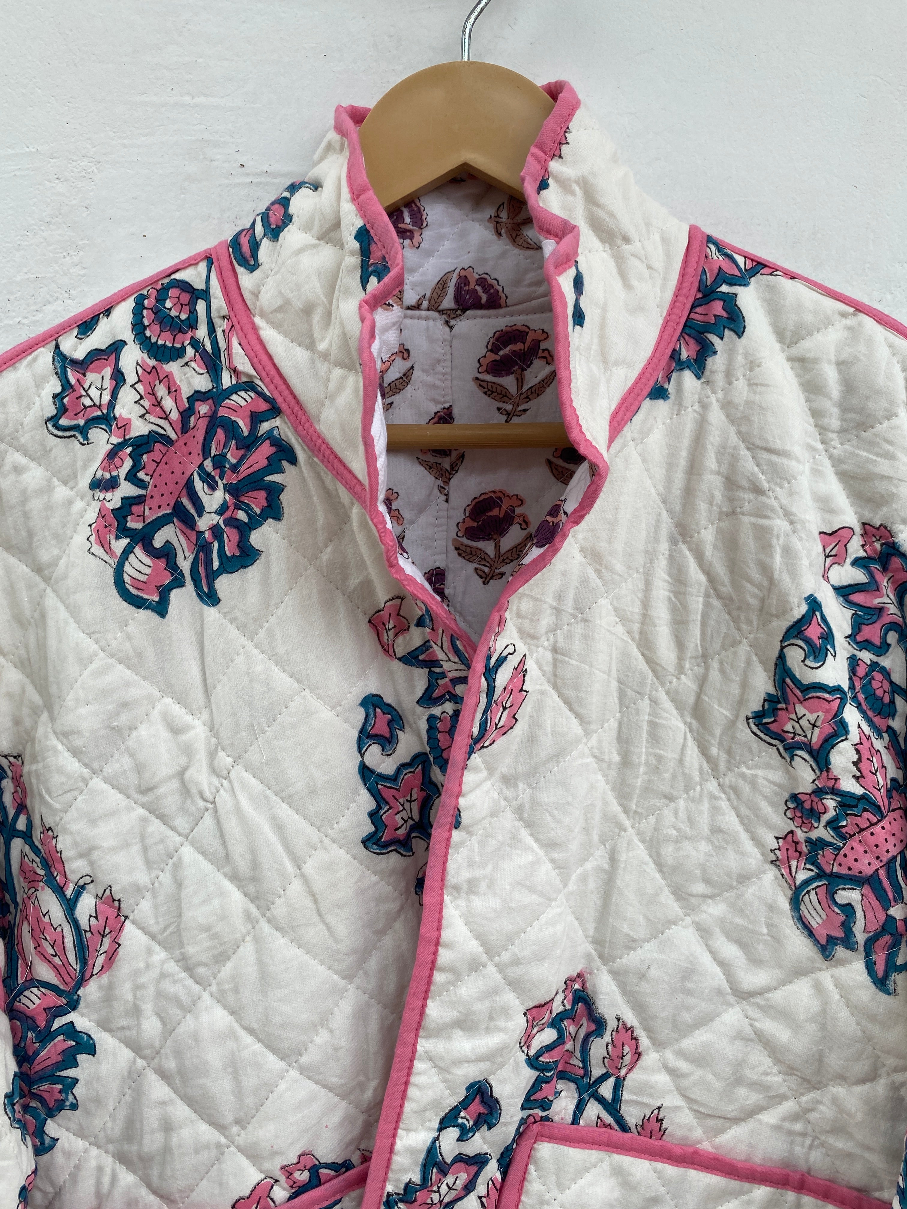 cotton jacket qulited short jacket kimopno front open reversiible coat crop top boho puterwear