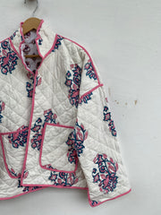 cotton jacket qulited short jacket kimopno front open reversiible coat crop top boho puterwear